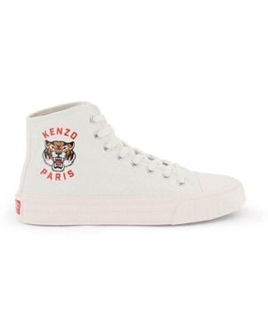 KENZO Logo Printed High-Top Trainers - White