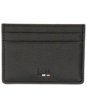 BOSS Logo Trim Card Holder - Black