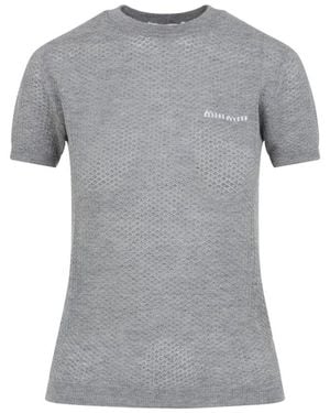 Miu Miu Crewneck Knitted Top - Grey