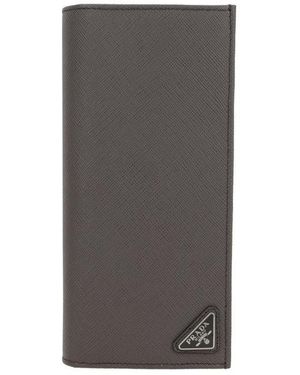 Prada Logo Plaque Document Wallet - Grey