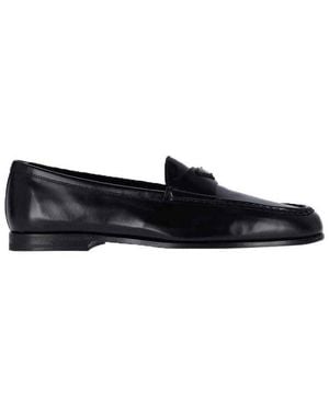 Prada Triangle-Logo Slip-On Loafers - Black