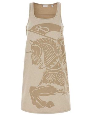 Burberry Equestrian Knight Embroidered Sleeveless Dress - Natural