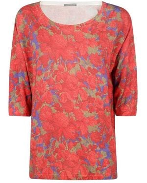 In bed with You Floral Pattern Scoop Neck Top - Red