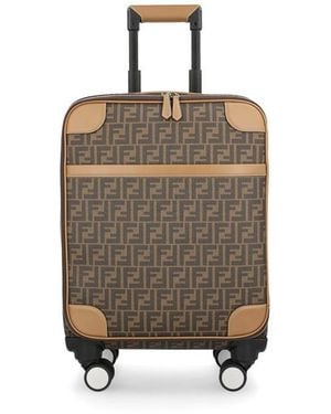 Fendi Ff Motif Zipped Suitcase - Metallic