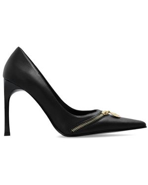Versace Jeans Couture Pointed Toe Zip-Detail Court Shoes - Black