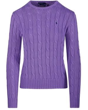 Polo Ralph Lauren Pony Embroidered Crewneck Jumper - Purple