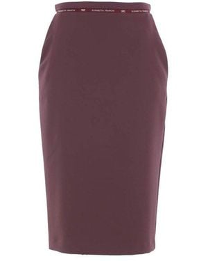 Elisabetta Franchi Logo Ribbon Crêpe Skirt - Purple
