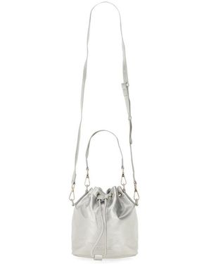 MSGM Laminated Crackle Faux-Leather Bucket Bag - White