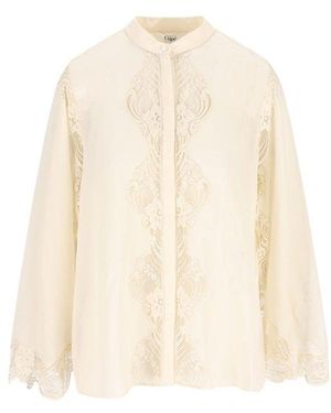Chloé Lace-trim Fluid Blouse - White