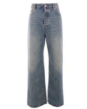 Loewe Logo Patch Wide Leg Jeans - Blue