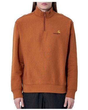 Carhartt Half Zip American Script Sweatshirt - Brown