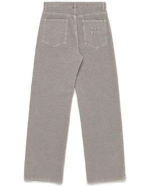 関税込【MiuMiu】Mesh-trimmed technical straight pants Miu Miu Mesh-Trimmed Technical Straight Pants in Gray | Lyst