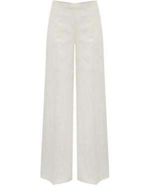 Twinset Logo Plaque Wide-Leg Trousers - White