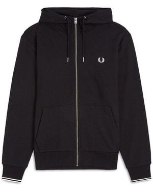 Fred Perry Zip Hoodie Sweater - Black