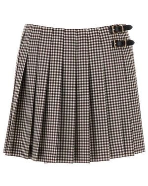 Pleated Plaid Mini Skirts