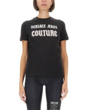 Versace Jeans Couture Logo Graphic Top - Black