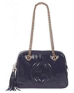 Gucci Logo Embossed Soho Shoulder Bag - Blue