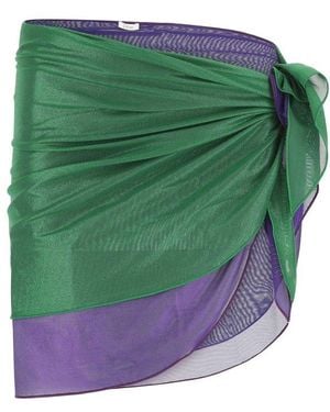 Oséree Two-Tone Stretch Nylon Sarong Skirt - Green