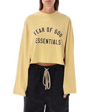 Fear Of God Logo Printed Cropped T-shirt - Natural