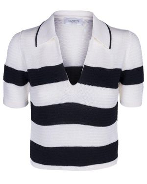Laneus Cropped Polo Top - Blue