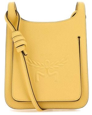 MCM Himmel Logo Embossed Mini Hobo Bag - Yellow