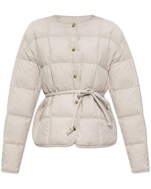 Moncler Caramagne Buttpn-Up Belted Jacket - White