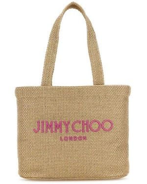 トートバッグ Jimmy Choo Ivory Canvas N S Tote M Shopping Bag Jimmy Choo Ivory Canvas N/S Tote M Shopping Bag in Natural