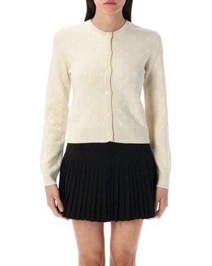 Marine Serre Moon Jacquard Knit Fitted Cardigan - White
