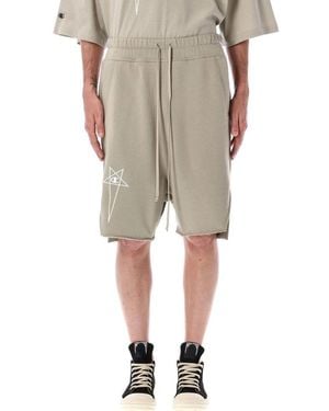 Rick Owens Graphic-Print Drawstring Shorts - Natural