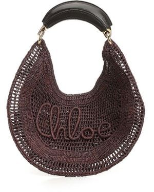 Chloé Summer Banana Woven Top Handle Bag - Brown