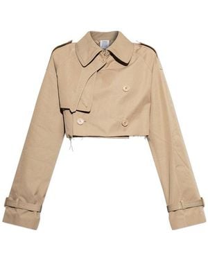 Vetements Collared Button-Up Short Coat - Natural