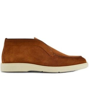Santoni Desert Round Toe Slip-On Boots - Brown