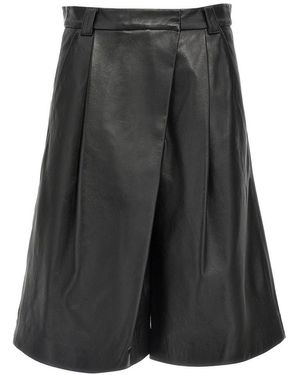 Marella Leather Maxi Bermuda Shorts in Black | Lyst