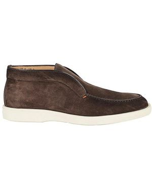Santoni Desert Round Toe Slip-On Boots - Brown