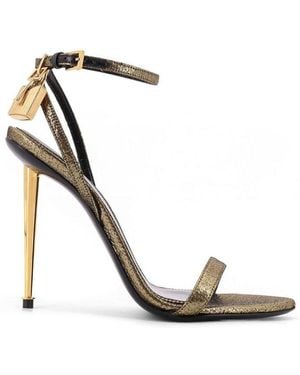 Tom Ford Hammered-Effect Padlock Pointy Sandals - Black