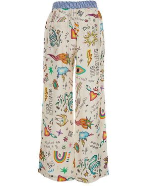ME 369 Bailey Patterned Elastic Waist Trousers - White