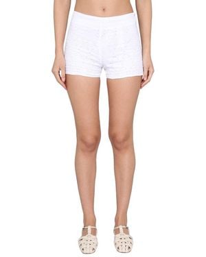 120% Lino Eyelet Lace Shorts - White