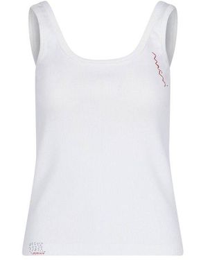 Marni Logo Embroidered Tank Top - White