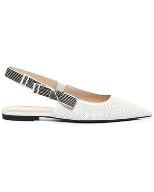 Dior Christian Toujours Slingback Flats - White