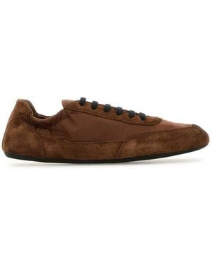 Prada Collapse Round-Toe Trainers - Brown