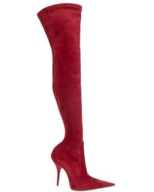 Balenciaga Suede Heeled Boots Avenue - Red