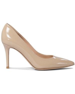 Gianvito Rossi Pointed Toe High Heeled Court Shoes - Natural