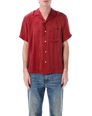 Portuguese Flannel Striped Bowling Shirt - Red