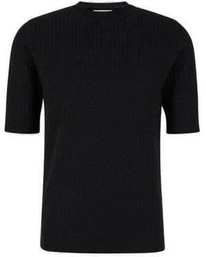 Lardini Ribbed Knit Crewneck T-Shirt - Black