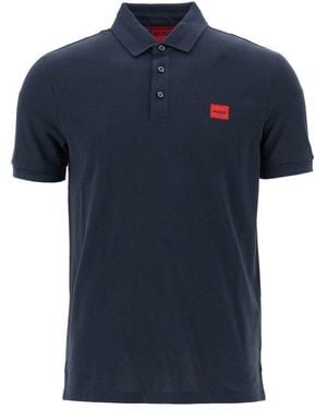 BOSS Logo Patch Slim-Fit Polo Shirt - Blue