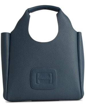 Hogan Medium H-Bag Logo-Embossed Top Handle Bag - Blue