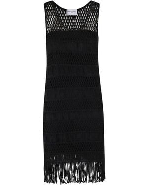 Isabelle Blanche Sleeveless Fringed Dress - Black