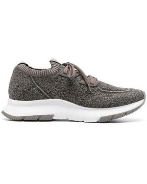 Gianvito Rossi Lace-Up Knit Sneakers - Gray