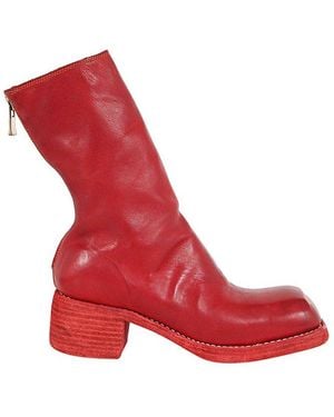 Guidi Back Zip Mid Boots Shoes - Red