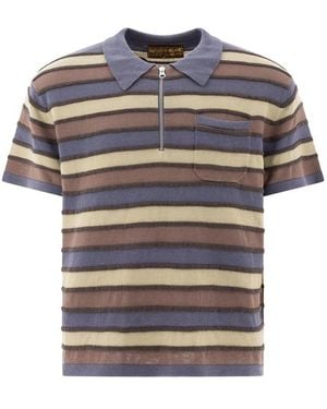 Brain Dead Striped Polo Shirt - Grey
